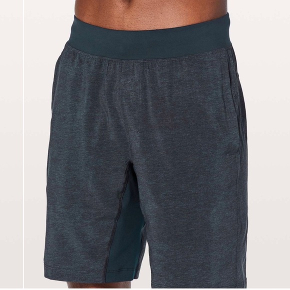 Lululemon T.H.E. Short Linerless 9" Heathered Texture Printed Iron True Navy M - Picture 1 of 9